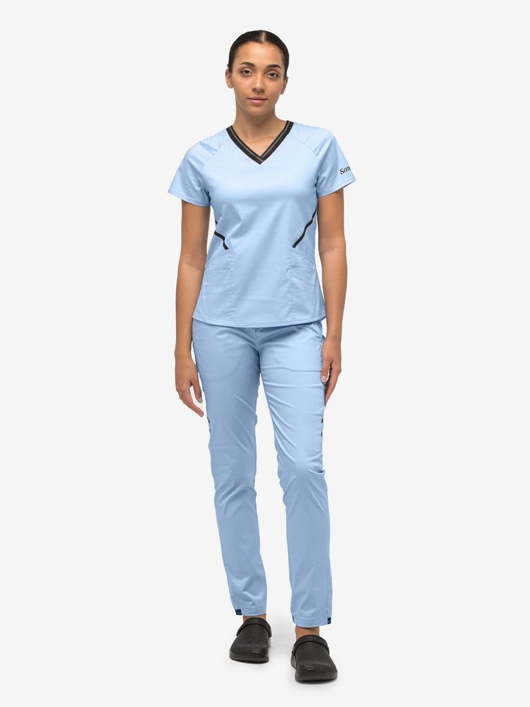 Костюм медицинский женский "Анатомия ",cotton,stretch 5%  небо