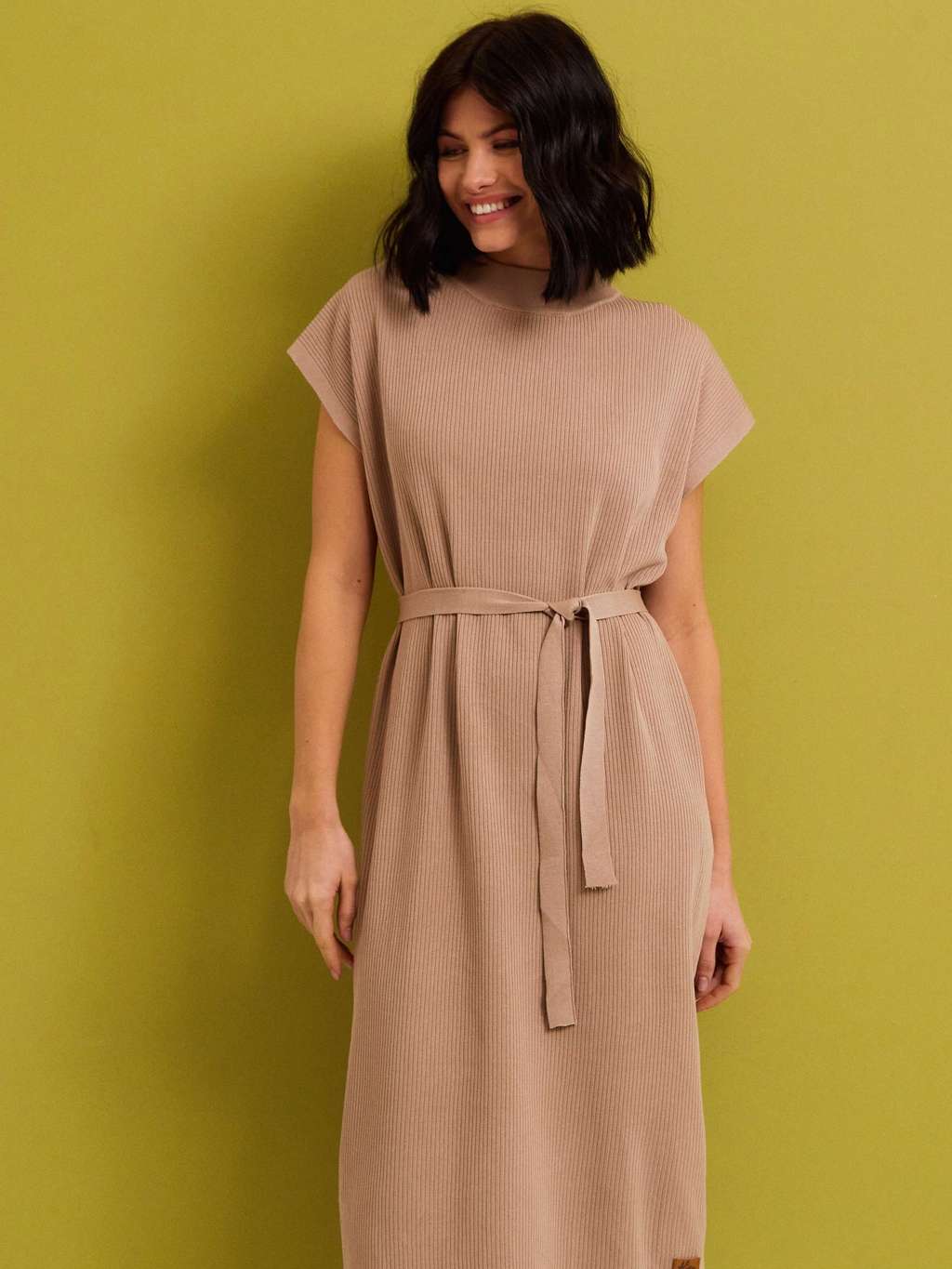 Платье из хлопка, бежевое