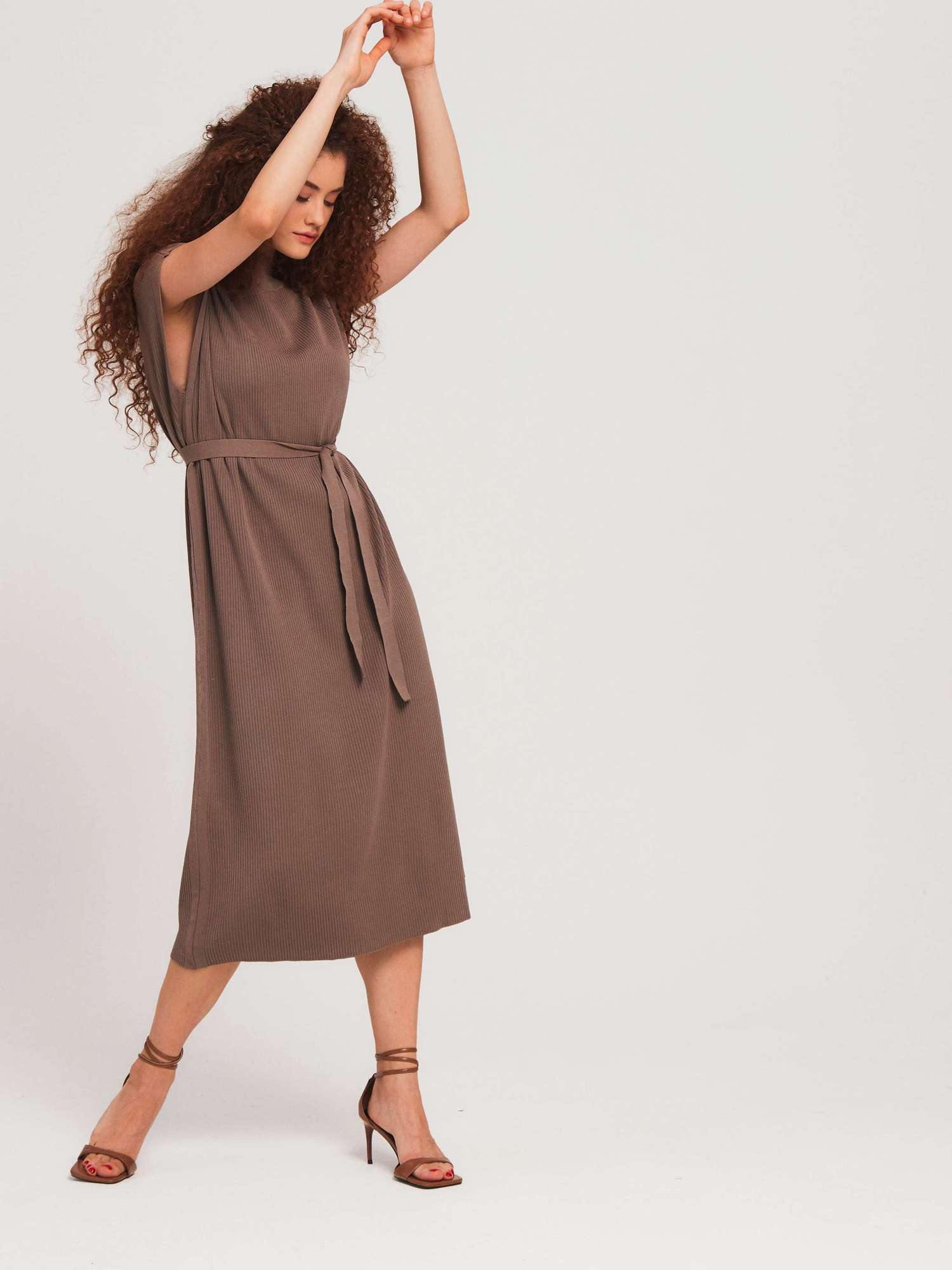 Платье из хлопка, кофейное