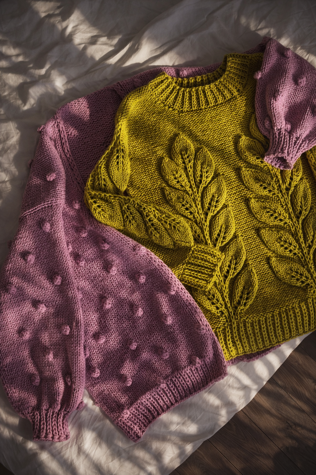 Свитер с листьями, липа