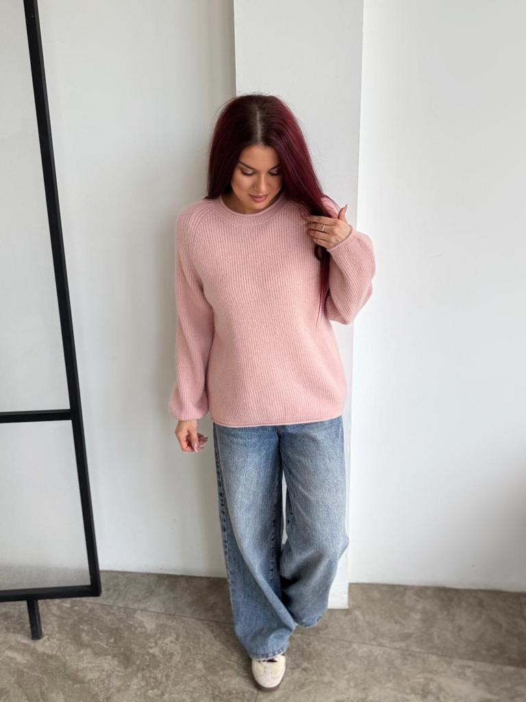 Свитер реглан из мериноса, розовый