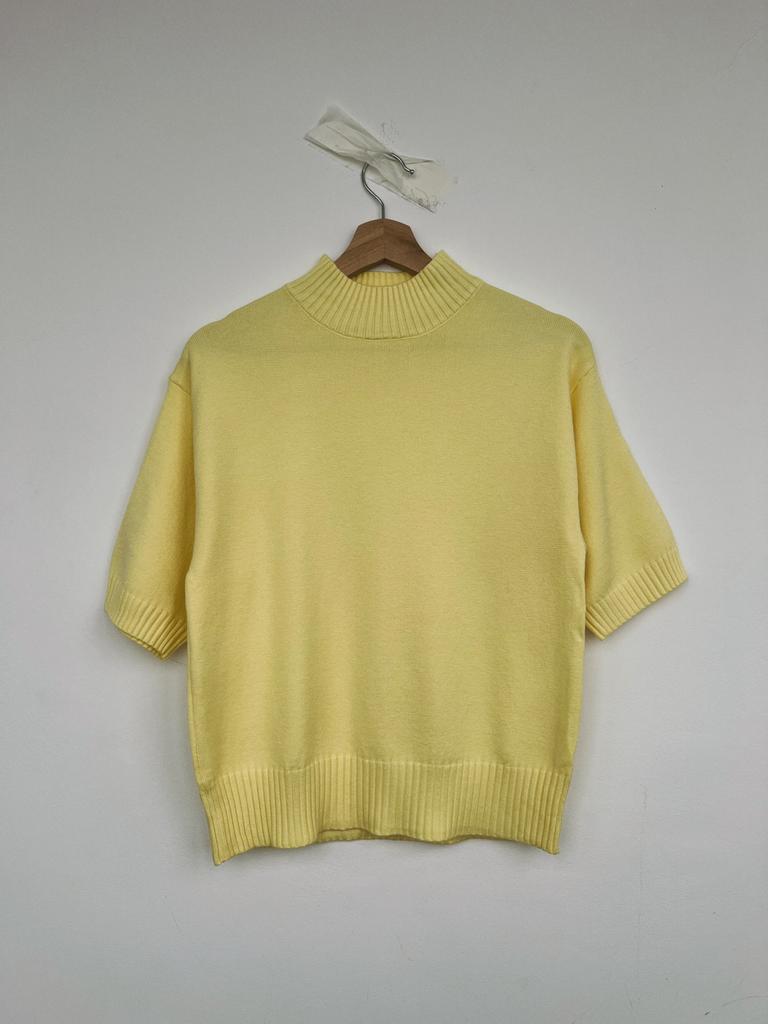 Джемпер с коротким рукавом с кашемиром, лимоннный