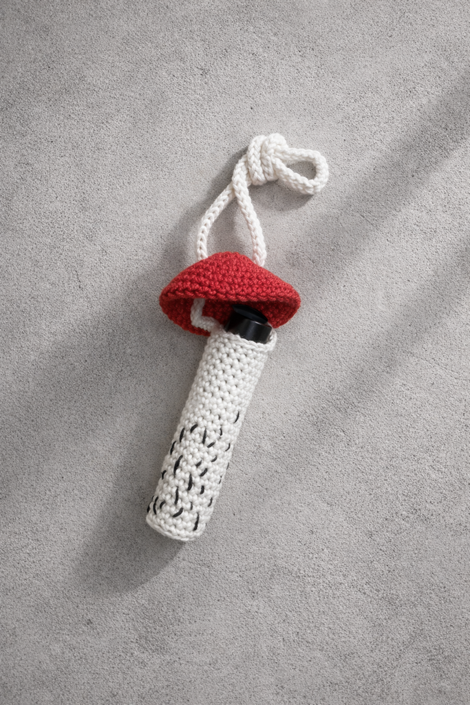 Вязаный футляр-брелок для помады/блеска