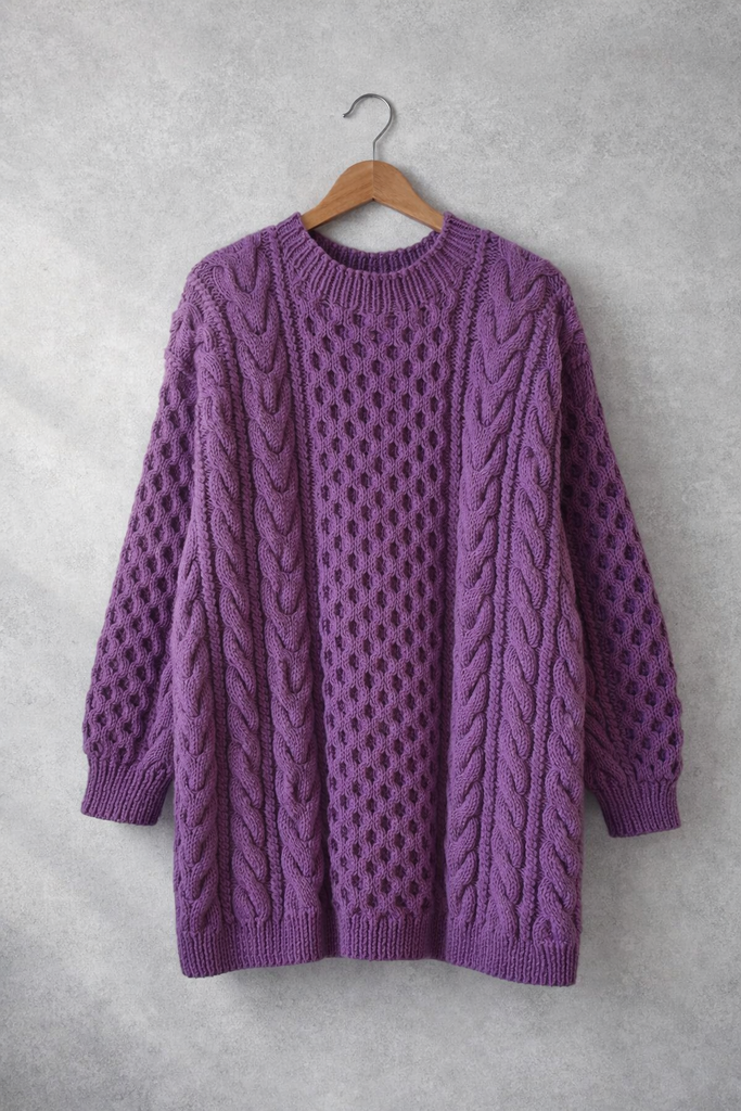 Свитер «медовые соты» фиолетовый