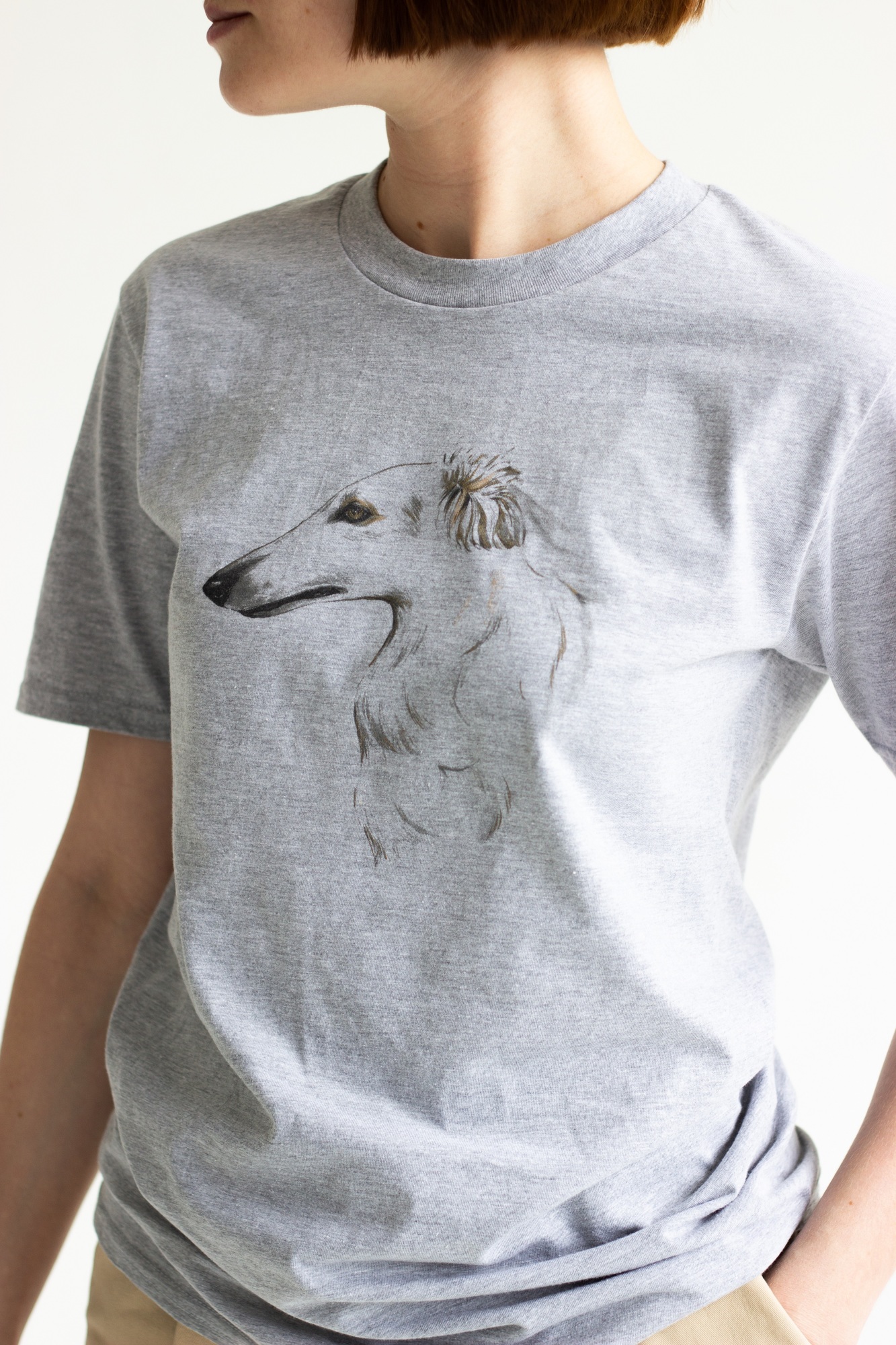 Футболка "Русская псовая борзая" серая