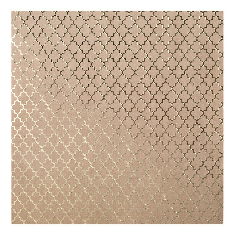 Кардсток Bazzill Foiled Kraft Cardstock Gold Lattice