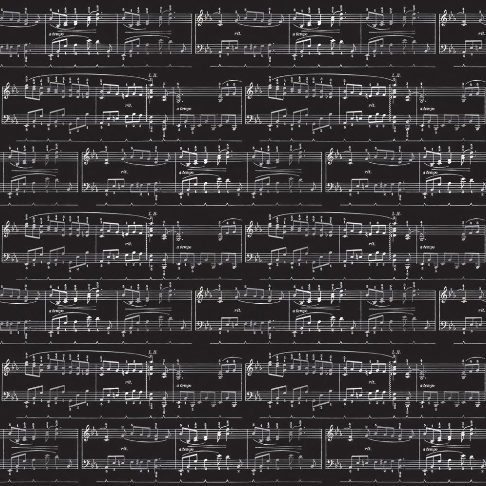 Кардсток односторонний с фольгированием American Crafts Single-Sided Specialty Cardstock 12"X12" Music/Foil