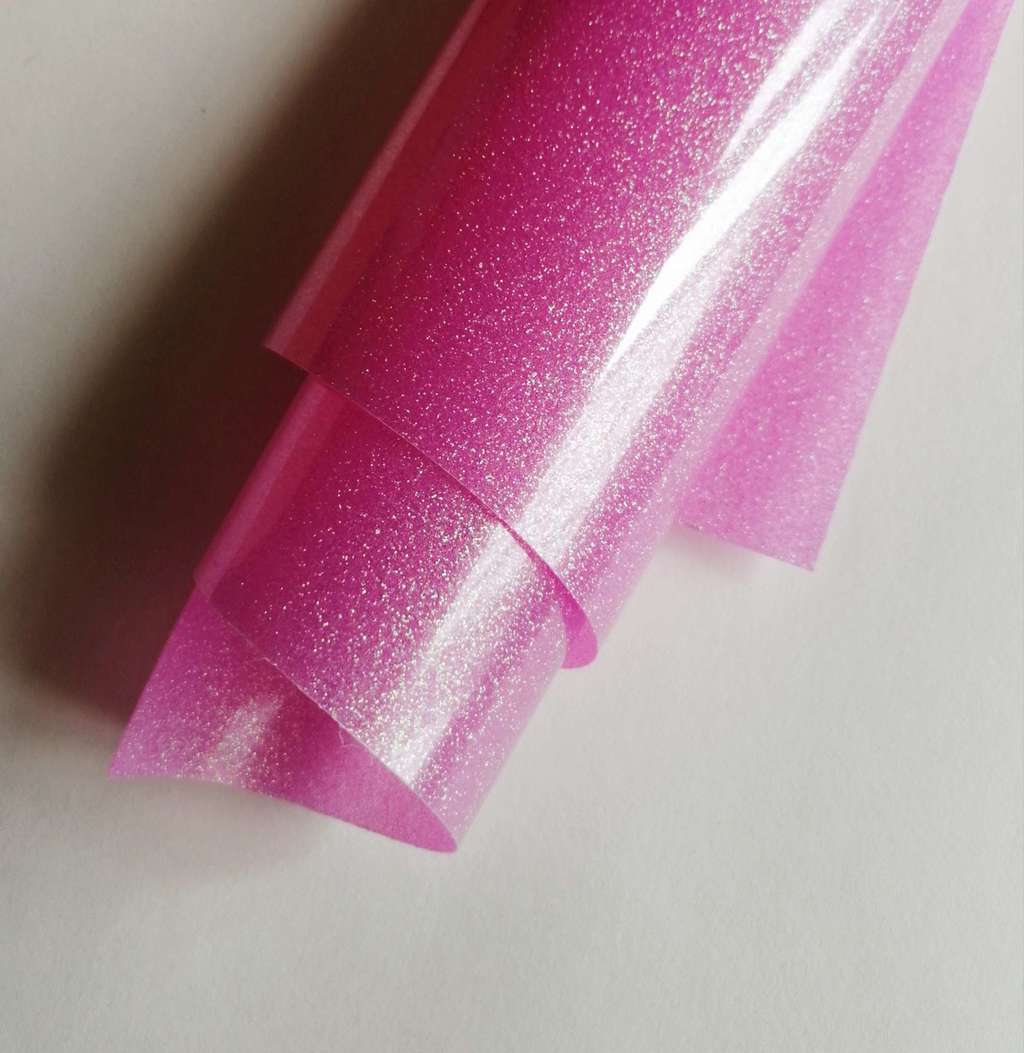 Термотрансферная пленка с мультирадужным глиттером - Розовая