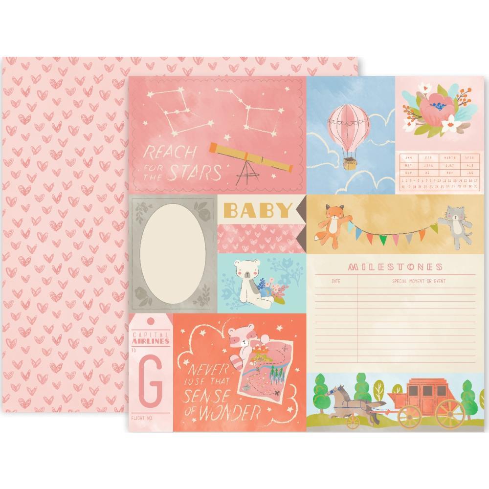 Двусторонняя бумага Little Adventurer Girl 12"X12 Pink Paislee #1