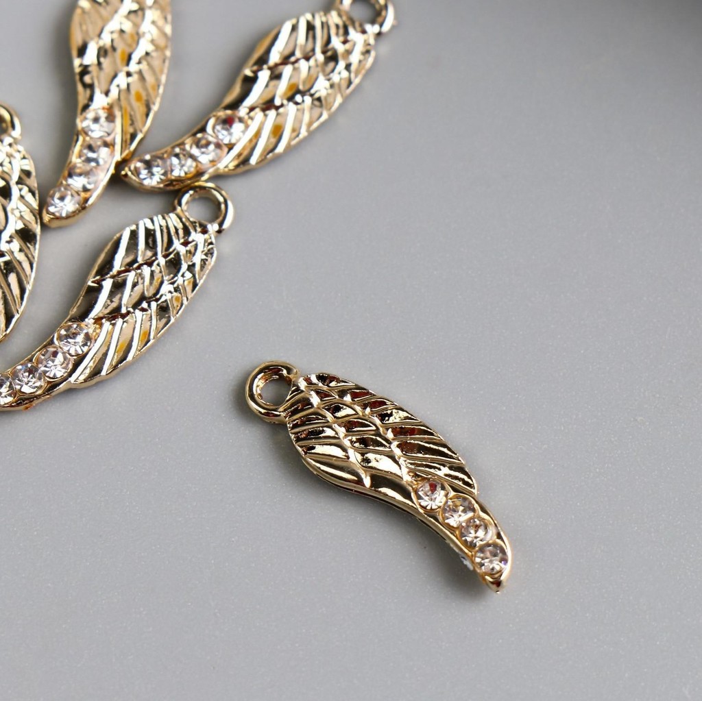 Подвеска "Крыло ангела" со стразами, золото