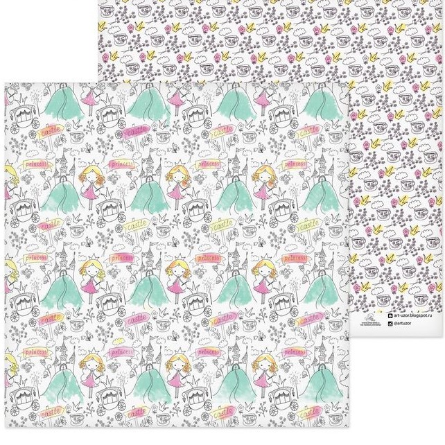 Двусторонняя бумага "Princess, ART UZOR, 30.5 × 30.5 см