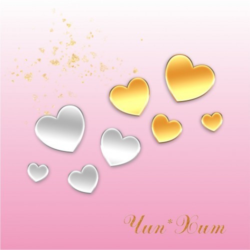 Набор фигурок из акрила "Сердечки" 3D, 4 шт. - зеркальное серебро