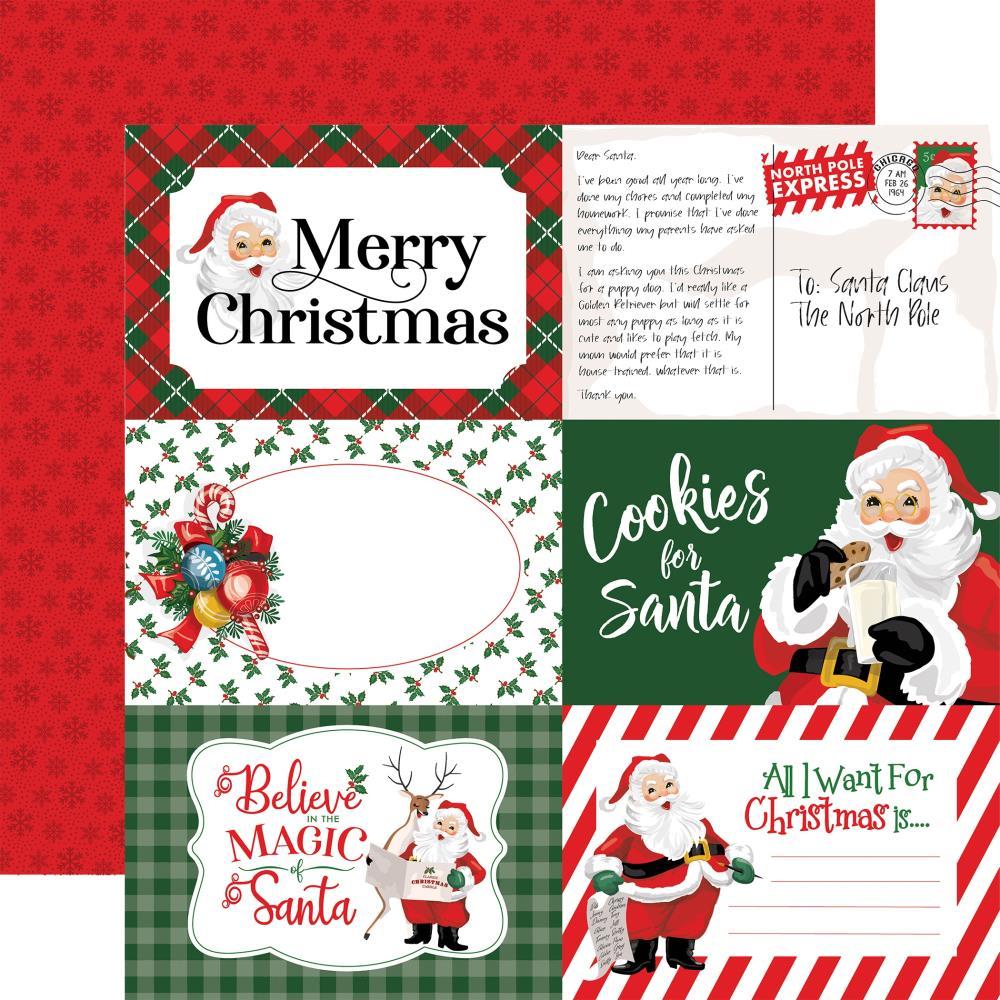 Двусторонняя бумага Carta Bella Dear Santa 12" х 12" - 4"X6" Journaling Cards