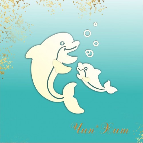 Заготовка для тиснения "Дельфинчик с мамой"