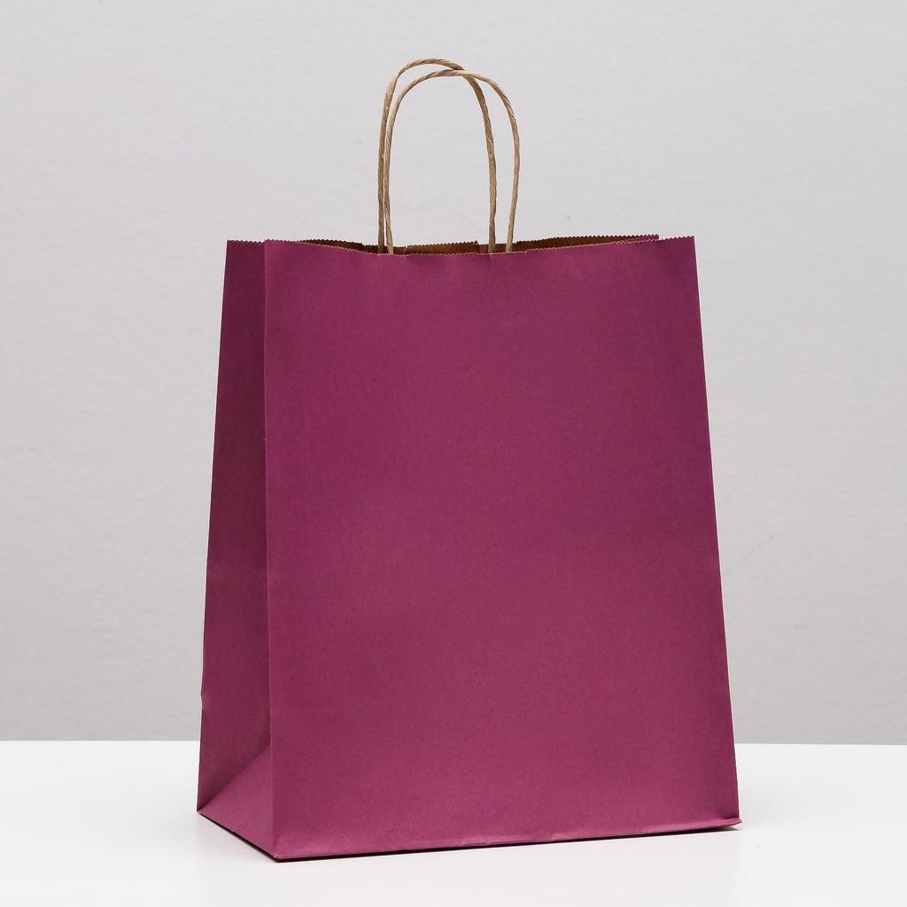Пакет крафтовый 22 х 27 х 12 см - фуксия