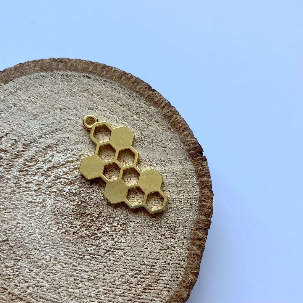 Подвеска "Соты", золото, 3,2 х 1,7 см