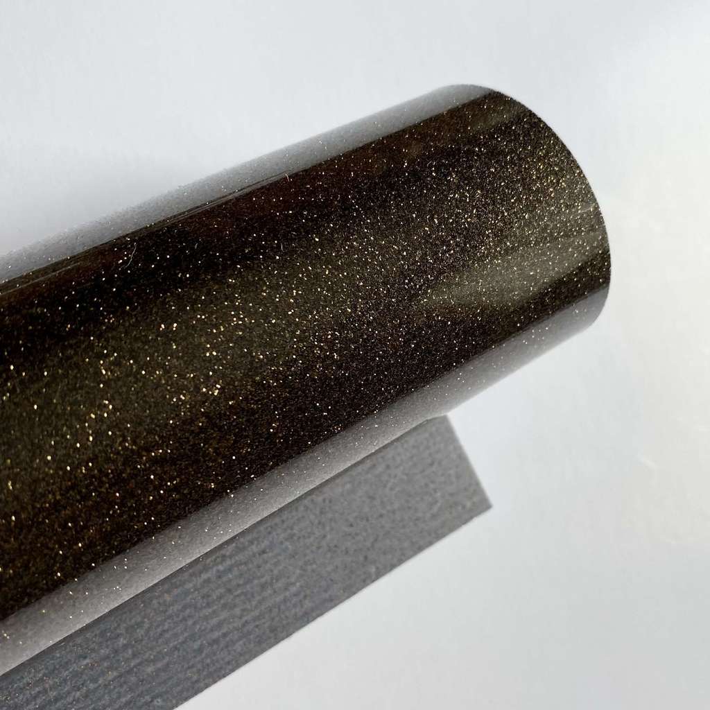 Термотрансферная пленка с  глиттером - Чёрное золото