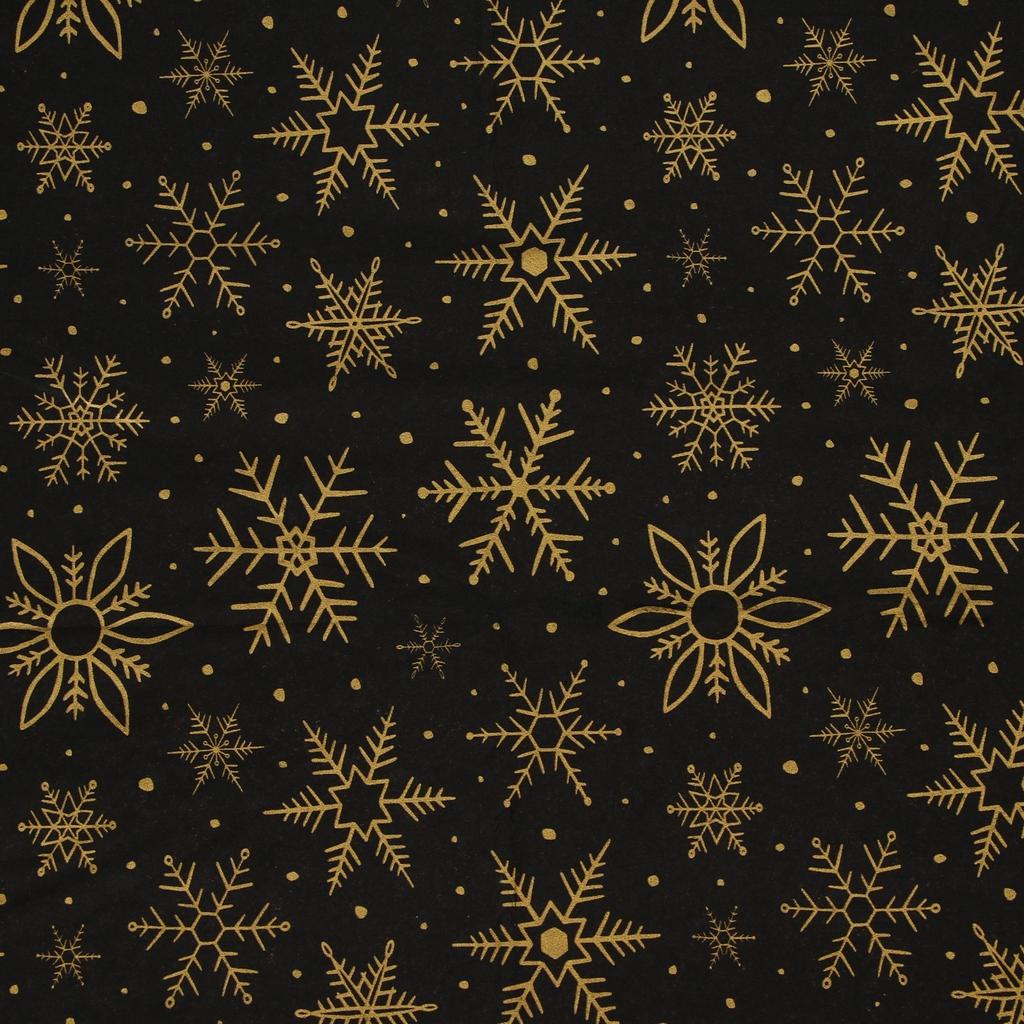 Бумага тишью 10 листов 50 х 66 см - новогодняя упаковка "Золотые снежинки"