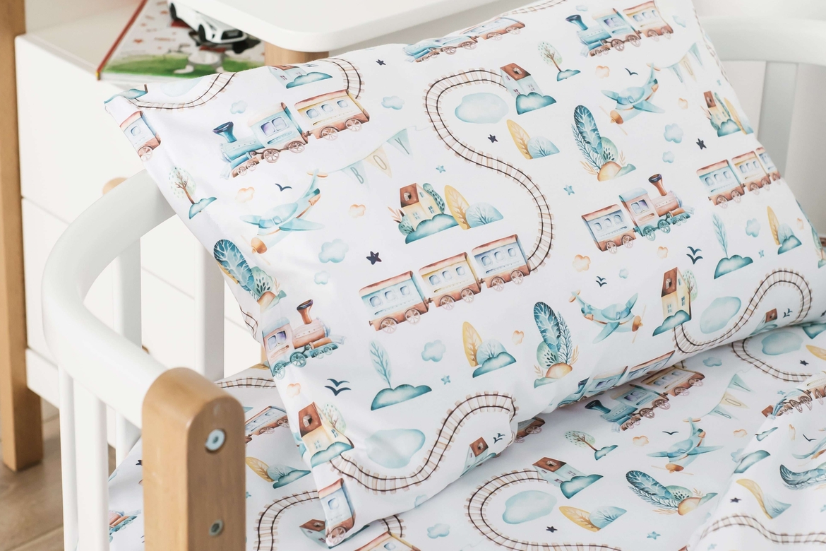 Детское постельное бельё из сатина  "Чух-чух"