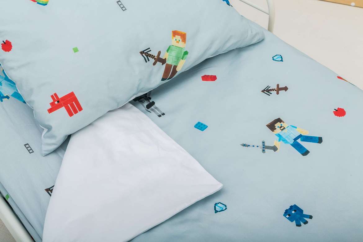 Детское постельное бельё из сатина "Майнкрафт"