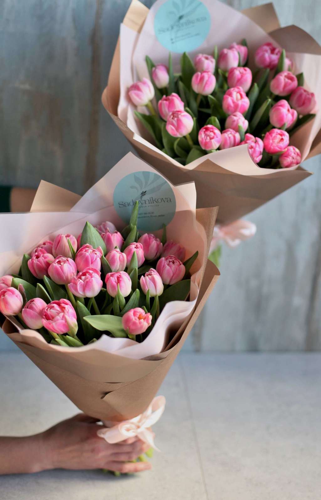 Монобукет из 19  пионовидных тюльпанов