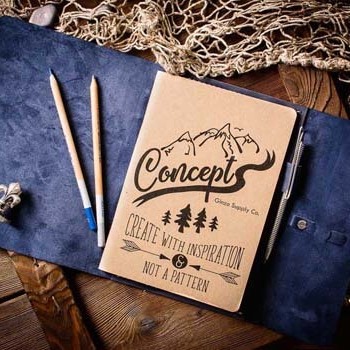 Синий кожаный скетчбук а5