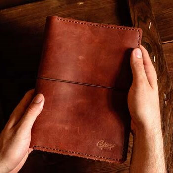 Блокнот с кожаной обложкой ручной работы -LEGACY- цвет Коньяк