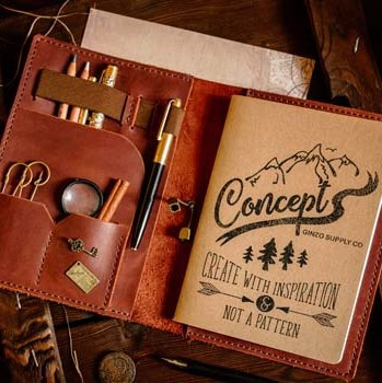 Блокнот с кожаной обложкой ручной работы -LEGACY- цвет Коньяк