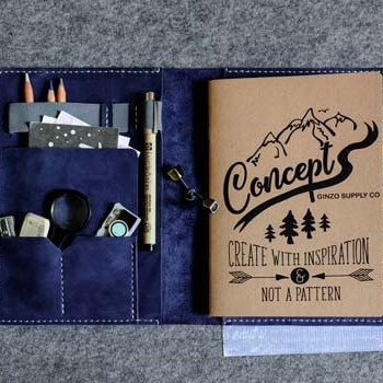 Блокнот-органайзер из кожи -LEGACY- со сменными блоками А5 цвет Синий Океан