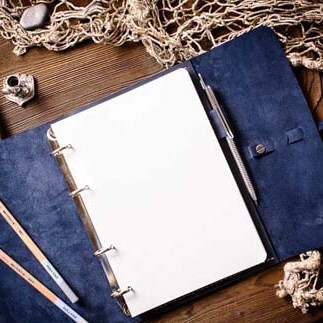 Синий кожаный блокнот а5