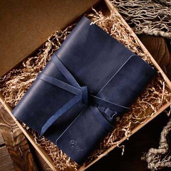 Синий кожаный блокнот а5