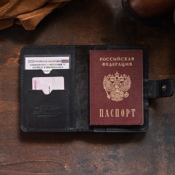 ЧЕЙЗ - обложка для автодокументов и паспорта цвет Черный Уголь
