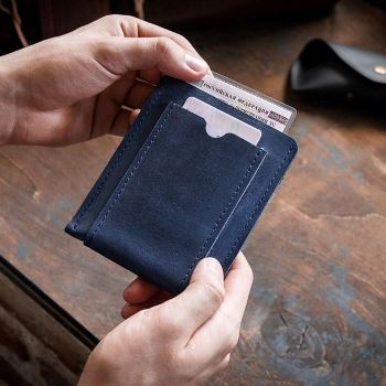 ДРИФТ - кожаная обложка для автодокументов цвет Синий Океан