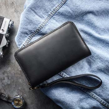 Черный мужской клатч кожаный