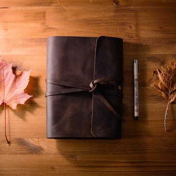Кожаный блокнот со сменными тетрадями шоколадного цвета