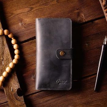 Кошелек купюрник из натуральной кожи черного цвета