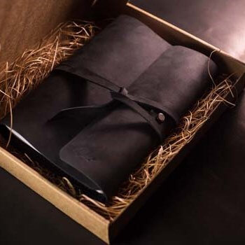 Черный кожаный блокнот а5