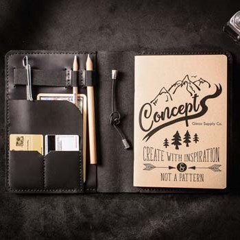 Кожаный блокнот ручной работы -LEGACY- цвет Черный уголь