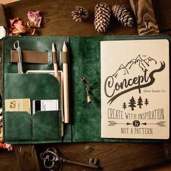 Кожаный блокнот А5 -LEGACY- ручной работы в подарок цвет Зеленый