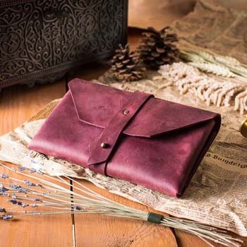 Кожаный клатч кошелек бордового цвета