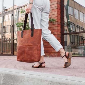 Коричневая женская сумка шоппер из кожи