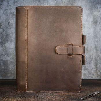 Бизнес блокнот А4 шоколадного цвета из натуральной кожи ручной работы