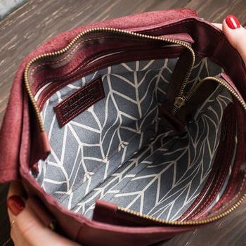 Подкладка женской кожаной сумки ручной работы