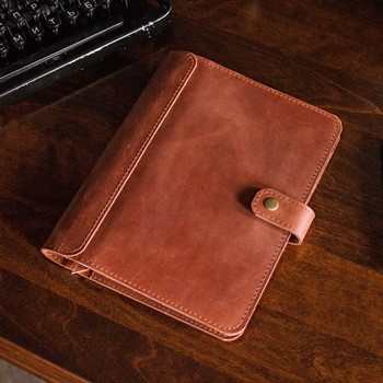 Кожаный бизнес блокнот органайзер А5 на кольцах цвет Коньяк