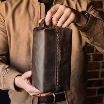 ROUTE 66 - мужской несессер из кожи цвет Шоколад