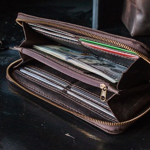 Кошелек ручной работы из кожи цвет шоколад