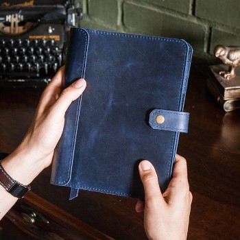 Органайзер а5 из натуральной кожи цвет Синий Океан