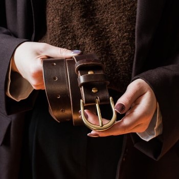 ОЛИВИЯ - женский кожаный ремень 3,5 см шириной цвет Коричневый