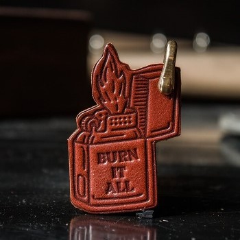 Брелок кожаный "ЖГИ" цвет Коньяк