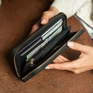 DIANA - кожаный кошелек на молнии цвет Черный Уголь